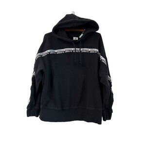 Adidas Mens Black Logo Trefoil Stripe Pullover Hoodie Sweater Size Medium